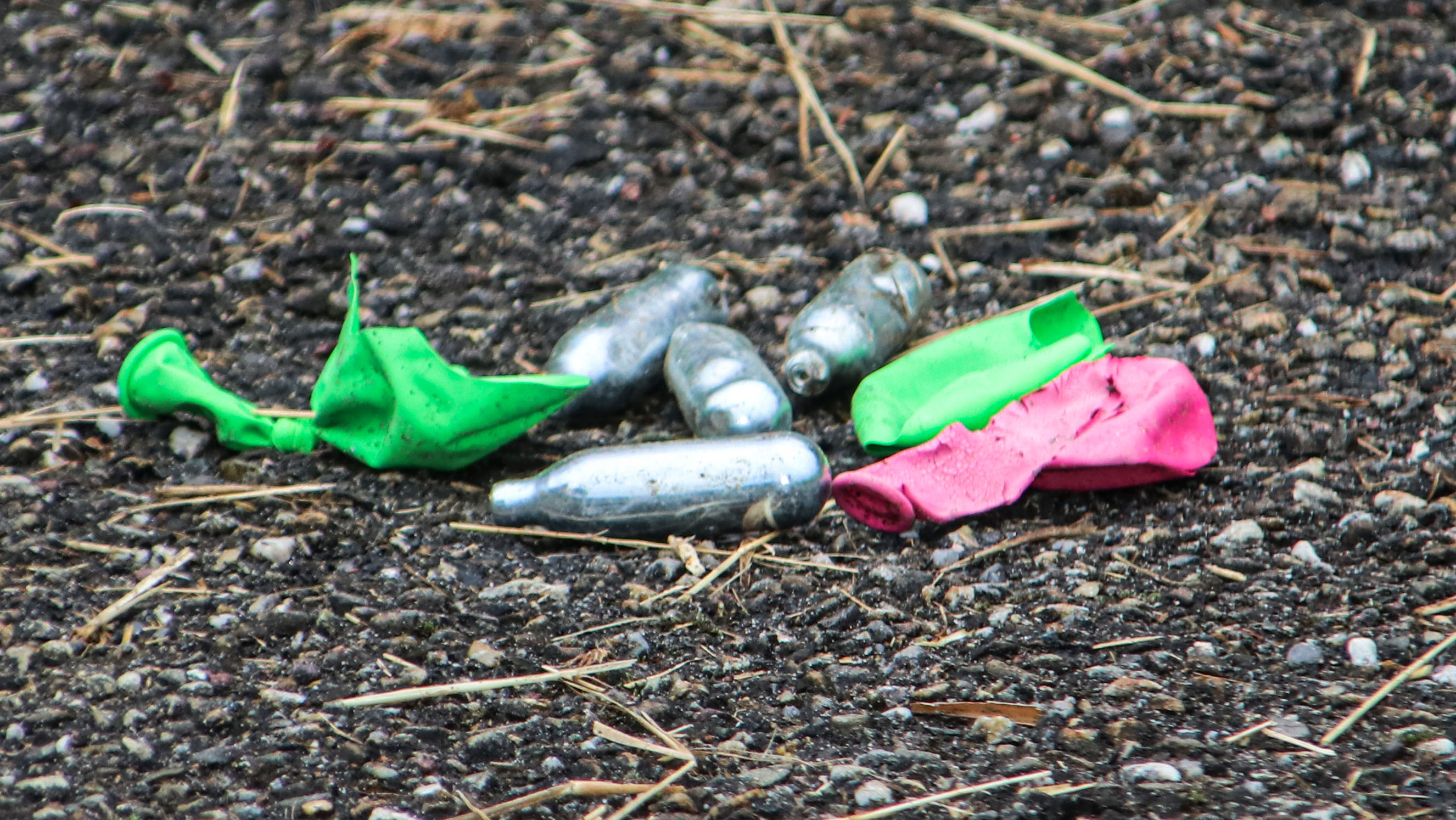 Cylinders for nitrous oxide or laughing gas on the streets in the Netherlands